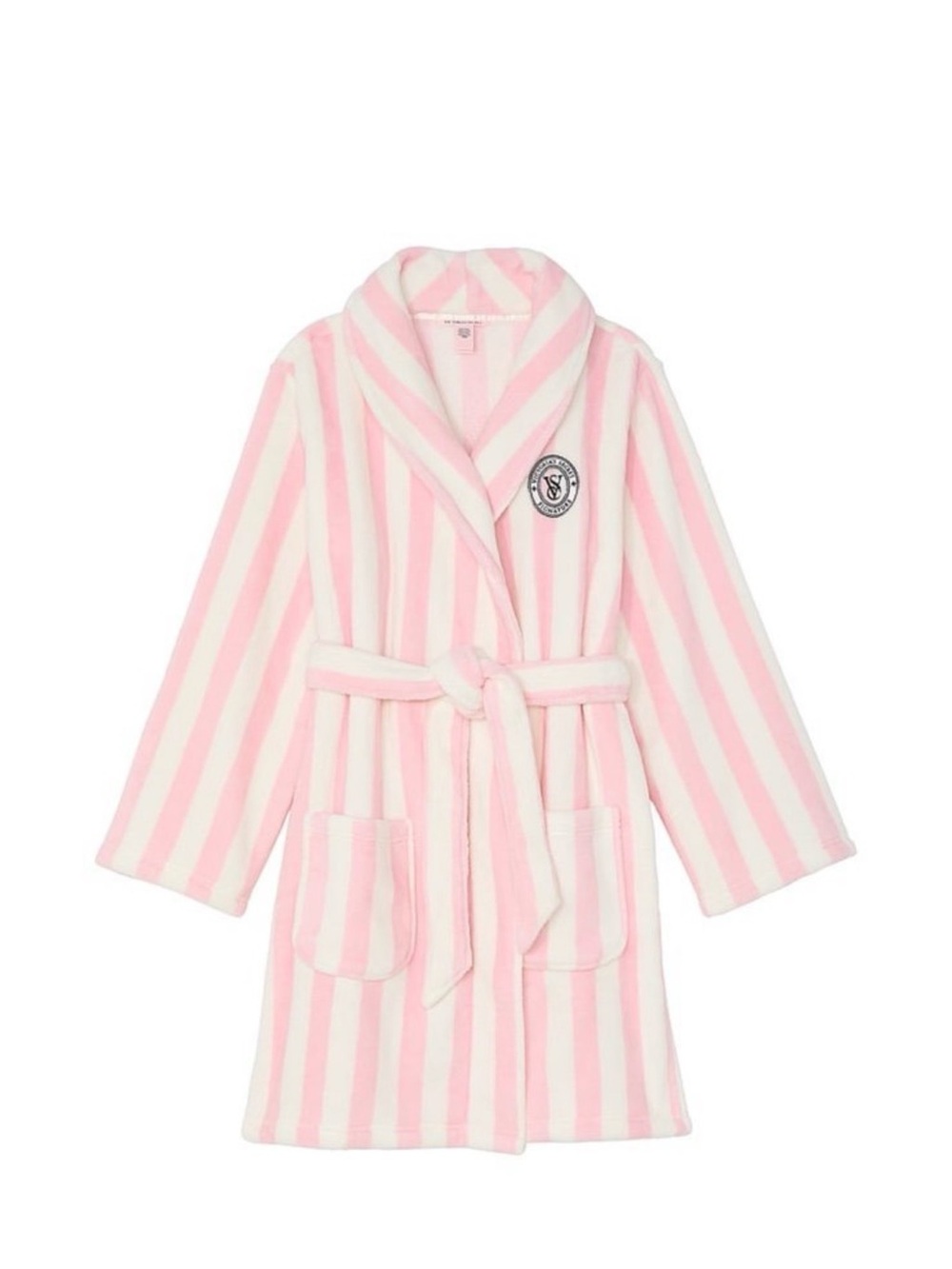 New Victoria's Secret Pink and White Striped Plush Robe size XS/S orig $59.95